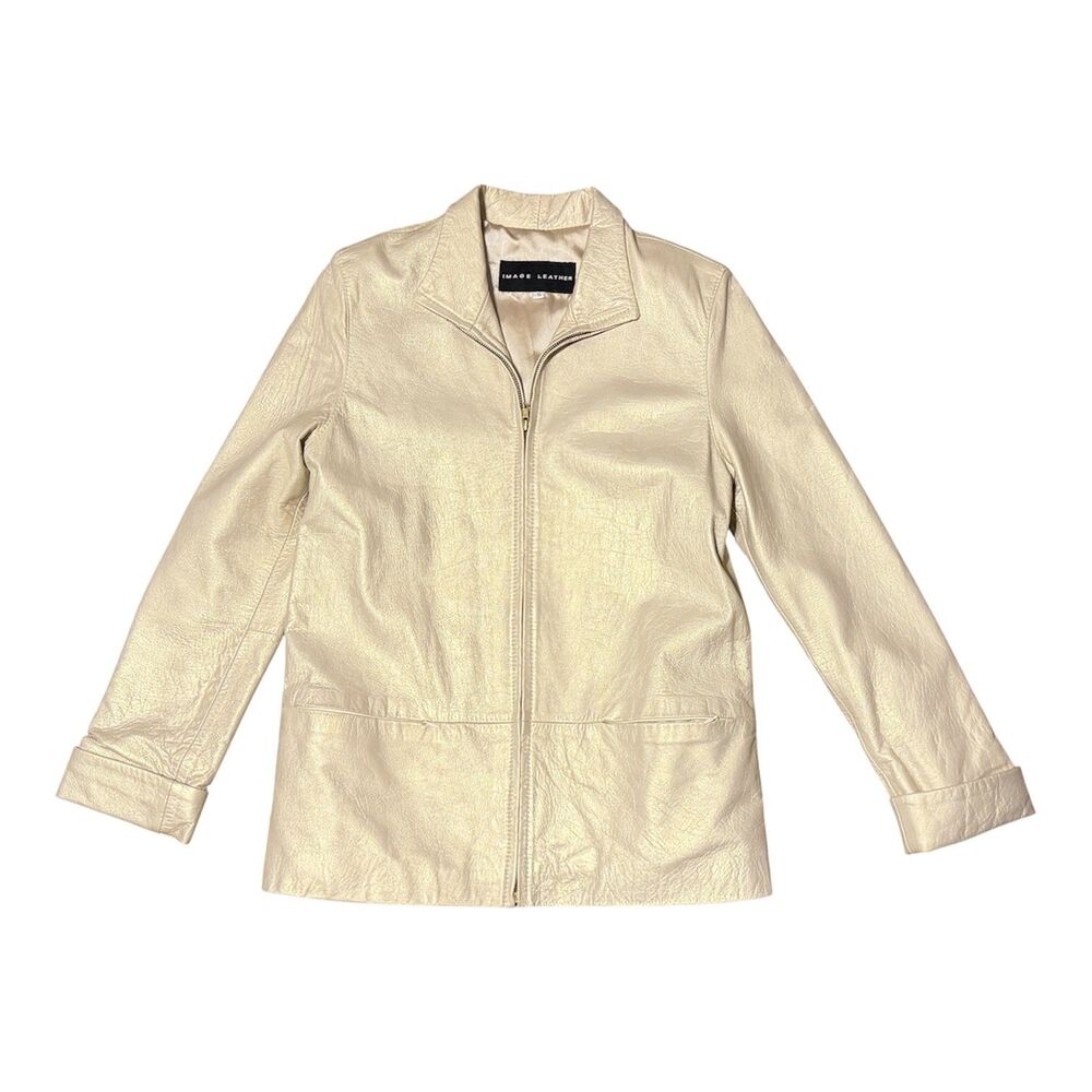 Vintage 80s Metallic Gold Leather Jacket Image Leather Made in USA Women's Small